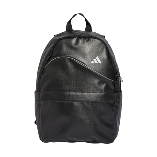Adidas Damenrucksack Schwarz Glänzend NS - Stylischer Rucksack mit Reißverschluss, ideal für den Alltag. Maße: 36 x 29 cm, aus 100% recyceltem Polyester gefertigt.