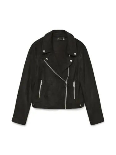 Vero Moda VMJOSE SHORT FAUX SUEDE JACKET GA NOOS - Funktionsjacke aus 90% recyceltem Polyester, ideal für Übergangszeiten mit asymmetrischem Reißverschluss und modernem Schnitt für einen trendigen Look.