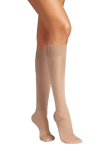 Wolford Satin Touch 20 Kniestrümpfe Damen, 20 DEN, Beige - Elegante Kniestrümpfe mit breitem Komfortbündchen und kaum sichtbarer Spitzenverstärkung für ein angenehmes Tragegefühl.