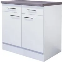 Flex-Well Exclusiv Unterschrank Joelina 80 cm Weiß - Küchenunterschrank mit modernem Design und optimalem Stauraum. Hergestellt in Deutschland, überzeugt er durch hochwertige Materialien und einfache Selbstmontage.