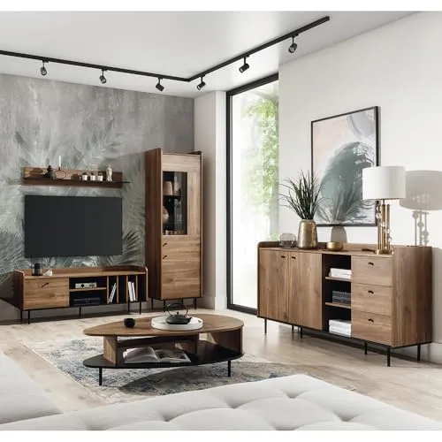 Lomadox Wohnzimmer Möbel Set im Retro Look - Stylisches Wohnwand-Set im angesagten Retro-Design mit Soft-Close-Funktion und strapazierfähigen Oberflächen für ein modernes Wohnambiente.