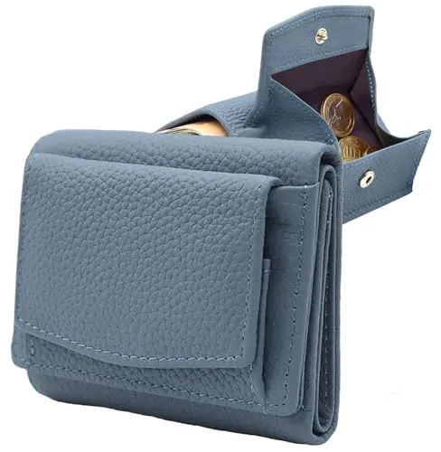 Alster Herz* Kleine Geldbörse Damen Echtleder mit Münzfach & RFID Schutz – Mini Portemonnaie für Frauen Kompaktes Kreditkartenetui aus Rindsleder – Hochwertiger Damen Geldbeutel (Petrol)