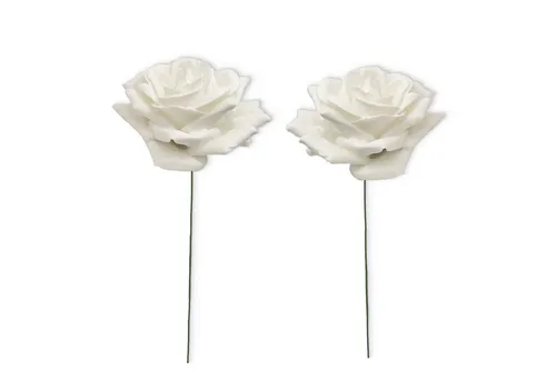 matches21 HOME & HOBBY Bastelnaturmaterial Große Wachs-Blüten Textil-Rosen 2er Set Kunst-Rosen perlmutt, (2-tlg), Wasserfeste Wachs-Rosen als haltbare Deko-Rosen für Blumengestecke