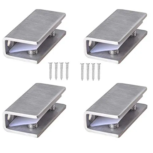 Edelstahl Glashalter 4 STÜCKE Klemmhalter Glasklemme für 8-12 mm Dicke Glas und Acrylglas Einstellbare Glashalterung Flache Rückseite für Balustrade Treppe Handlauf 304