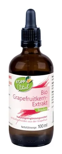 KOPP Vital® Bio-Grapefruitkern-Extrakt Tropfen | 1 x 100 ml | Bio-Qualität | biologisch und vegan | mit Bioflavonoiden aus der Grapefruit | Apothekenqualität