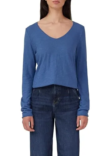 s.Oliver Jersey-Shirt mit V-Ausschnitt und Rollsaum - Stylisches Jersey-Shirt mit V-Ausschnitt und Rollsaum, aus hochwertigem Flammgarn und weicher Baumwolle. Ideal für einen lässigen Look im Alltag.
