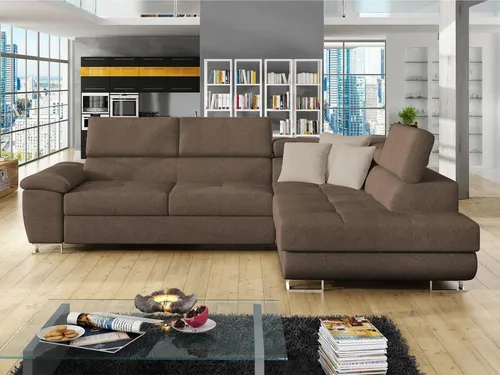 Mirjan24 Ecksofa Braun 6-Sitzer L-Form mit Schlaffunktion - Elegantes 6-Sitzer Ecksofa in Braun, ideal für Ihr Wohnzimmer. Mit ausziehbarer Schlaffunktion und Bettkasten für zusätzlichen Stauraum und Komfort.