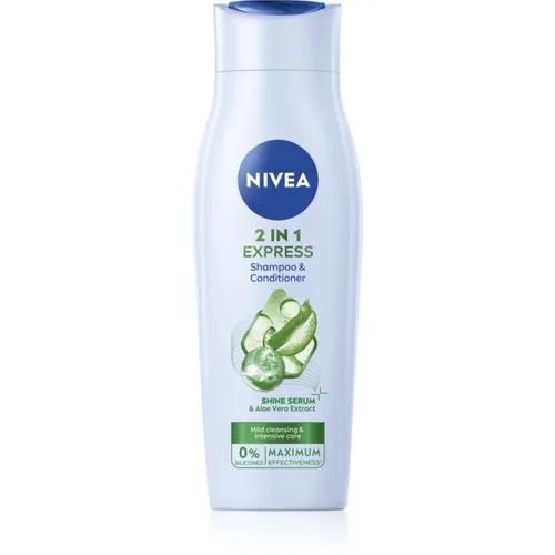 NIVEA 2in1 Care Express Protect & Moisture Shampoo und Conditioner 250 ml - NIVEA 2in1 Care Express Protect & Moisture, 250 ml, für Damen. Das praktische 2-in-1 Produkt spart Zeit, reinigt sanft und pflegt das Haar intensiv für geschmeidige Ergebnisse.