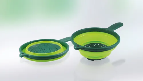 Stück Silikon Faltsieb mit Griff, Faltbarer Seiher, Abtropfsieb,Nudelsieb,Grün 2