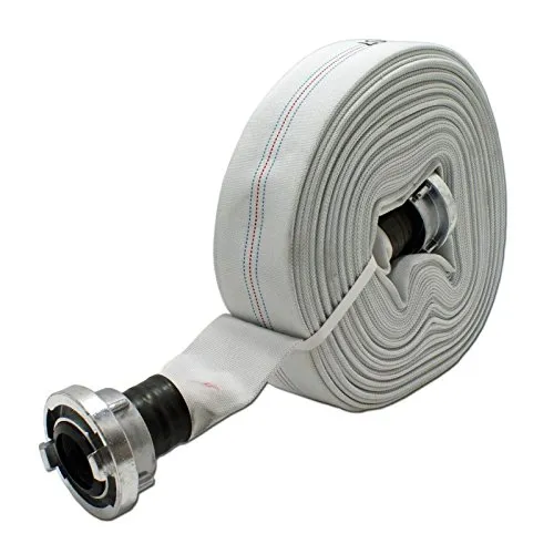 Bauschlauch D-Schlauch mit Storz Kupplung 1 Zoll 20m - Pumpenzubehör für Schmutzwasser, max. Arbeitsdruck 10 bar, ideal für schnelle Wasserableitung im THW und Feuerwehr-Einsatz.