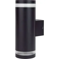 Grafner Aluminium Wandlampe schwarz, mit nach oben und unten gerichtetem Lichtschein, IP44, 2x GU10 Fassung, Wandleuchte rund Down Light Wand Lampe...