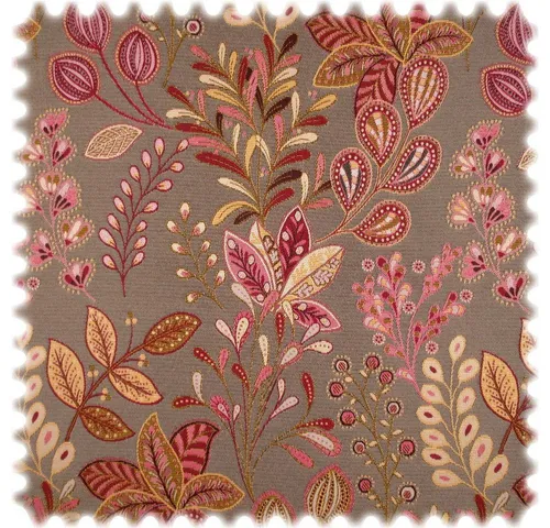 Jacquard Flachgewebe Möbelstoff Flores Rosé - Meterware mit modernem Blätter-Design, ideal für Polstermöbel, Kissen und Accessoires. Verleihen Sie Ihrer Einrichtung einen echten Blickfang mit diesem hochwertigen Jacquardstoff.