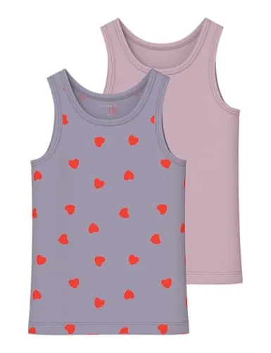 NAME IT Mädchen Nmftank Top 2P Hearts Noos, Lavender Gray, Numeric_92