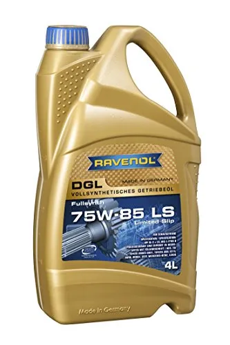 RAVENOL DGL SAE 75W-85 GL-5 LS Getriebeöl - Vollsynthetisches Hypoid-Getriebeöl für optimale Leistung in Verteilergetrieben und Differenzialen. Ideal für Fahrzeuge mit und ohne Limited Slip für höchste Zuverlässigkeit.