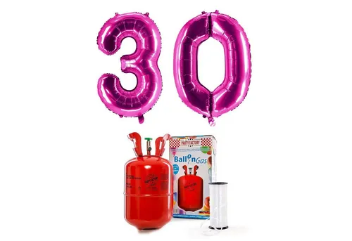 Party Factory Helium Helium-Set pinke 30 mit XXL Zahlenballons + 0,2m³ Ballongas, Abgefüllt in Deutschland