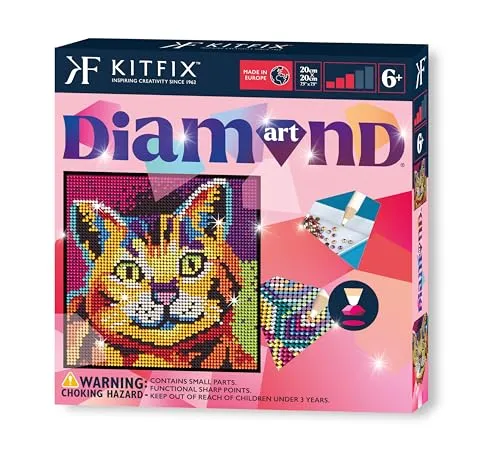 Kitfix - Diamond Art - Kätzchen - Diamond Painting für Kinder ab 6-20 x 20 cm - für Mädchen, Jungen und Erwachsene - 2022