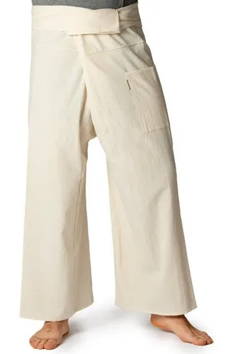 PANASIAM Fisherman Pants Unicolor – Naturweiß, XL - Wanderhosen aus 100% Baumwolle, super bequem und ideal für Yoga oder Freizeit. Praktische Wickeltechnik für perfekten Sitz von S bis XL. Fair produziert für positive Mode.