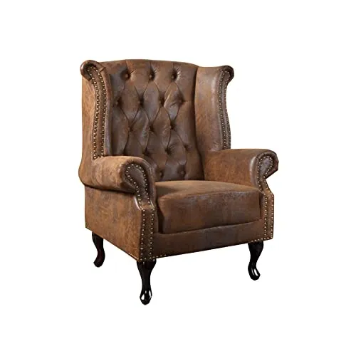 riess-ambiente Sessel CHESTERFIELD - 85cm antik braun Microfaser - Sessel im eleganten Chesterfield Design, hochwertiger Microfaserbezug und typische Knopfheftung machen ihn zum Blickfang in jedem Raum.
