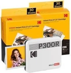 KODAK Mini 3 Retro Tragbarer Fotodrucker – 60 Blatt Paket, 7,6 x 7,6 cm