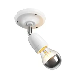 ledscom.de Wandleuchte ELEPO, Porzellan, Stahl, weiß glänzend, inkl. E27 LED, Kopfspiegel (silber) 6W, 667lm, warmweiß