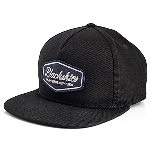 Blackskies® Oasis Snapback Cap - Stylische Baseball Mütze für Damen und Herren - Unisex Snapback Cap in Pechschwarz-Navyblau, perfekt für Surfer und Skater. Hochwertige Materialien und verstellbarer Verschluss für optimalen Tragekomfort.