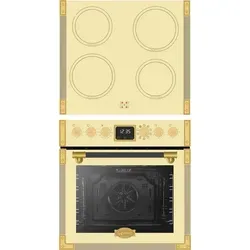 Kaiser Küchengeräte Backofen-Set Retro Herdset Backofen 74 l mit Induktionskochfeld mit 1-fach-Teleskopauszug Katalytische Selbstreinigung EHC 6776 I ElfAD+5 Jahres garantie, mit 1-fach-Teleskopauszug