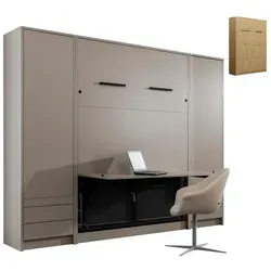 QMM Schrankbett Wandklappbett GN 140x200 mit Schreibtisch