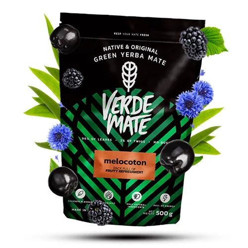Mate Tee Verde Mate Green Melocoton Frucht Yerba Mate Apfelbeere ohne Rauch 500g