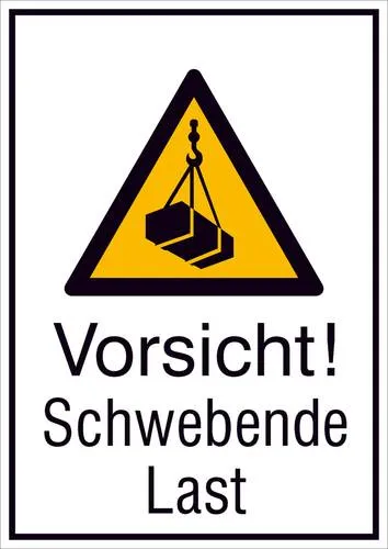 Warn-Kombischild Vorsicht! Schwebende Last Aluminium (B x H) 131mm x 185mm ISO 7010 1St.