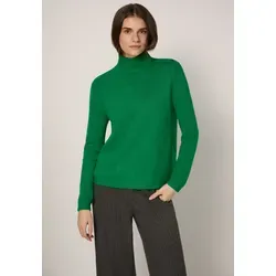 Strickpullover STREET ONE STUDIO, Damen, Gr. 44, bold grün, Web, 37% Polyacryl, 29% Baumwolle, 29% Polyester, 5% Nylon, unifarben, normal normal, hoch geschlossener Ausschnitt, Rippbündchen, Pullover Strickpullover, aus Feinstrick