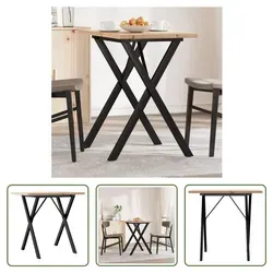 The Living Store Esstisch X-Gestell 80x50x75,5 cm Massivholz Kiefer & Gusseisen - Braun