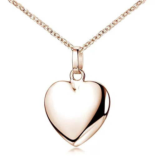 MATERIA Herz Anhänger rose gold klein - 925 Silber - Eleganter Herz Kettenanhänger für Damen aus rosé vergoldetem 925 Sterling Silber, ideal für Gravuren und als Geschenk zu besonderen Anlässen.