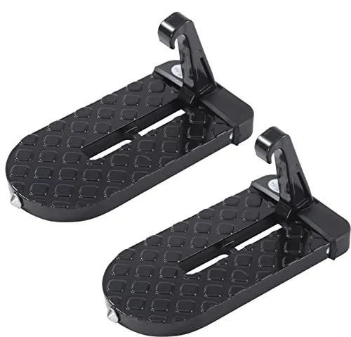 TOPWAY Auto-Türstufen-Fußklapppedal, 2 Stück, maximale Belastbarkeit 100 kg, multifunktionale faltbare Autotür-Stufen-Fußrasten, Verriegelungshaken
