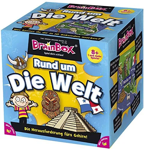 Brain 2094901 Box 94901 Rund um die Welt, Lernspiel, Quizspiel für Kinder ab 8 Jahren, weiß