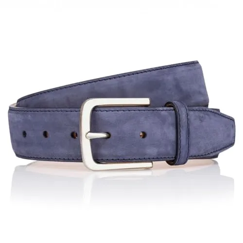 LINDENMANN Premium Nubuk-Ledergürtel Handmade in EU 40 mm blau, Farbe/Color:blau, Size US/EU:Bundweite 100 cm Gesamtlänge 115 cm W 39.5 XL
