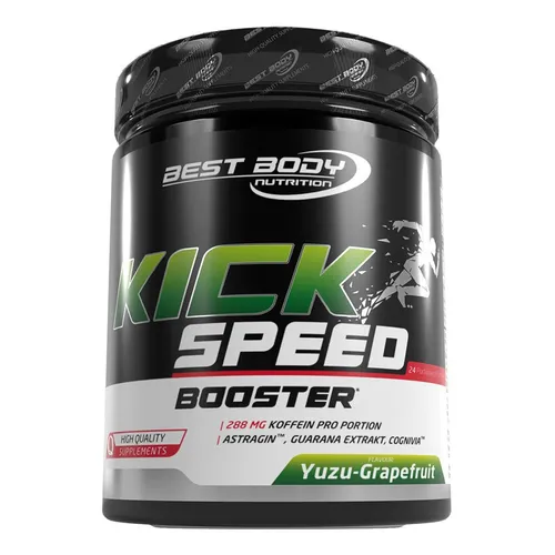 Best Body Nutrition Professional Kick Speed Booster – Yuzu Grapefruit - Aminosäure Kreatin – 288mg Koffein pro Portion für maximale Energie, unterstützt Ausdauer und Konzentration, ideal für intensives Training.