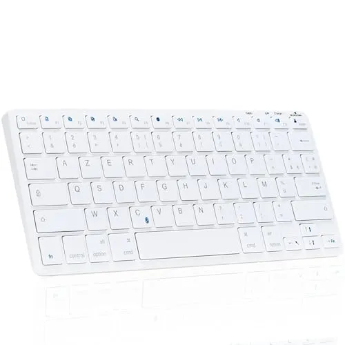 Bluestork Wiederaufladbare Mini-Tastatur für Mac - Tastaturen – Kompakte, kabellose Mac-Tastatur mit langer Akkulaufzeit und Multimedia-Hotkeys für effizientes Arbeiten ohne Kabelsalat.
