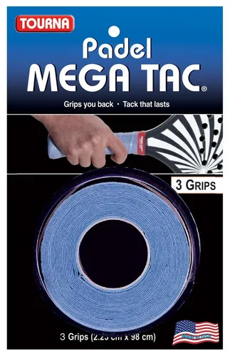 Tourna Grip Europe GbR Griffband Overgrip Padel Mega Tac (extreme Griffigkeit, haltbar, breit) blau 3er