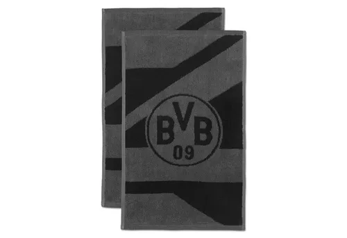 BVB Gästehandtücher BVB Gästetuch grau/schwarz 2er Set, 100% Biobaumwolle (2-St)