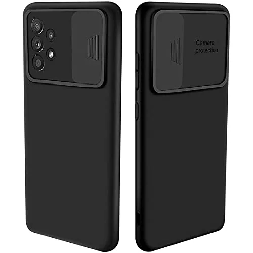 cofi1453® 360 Grad Schutz CamShield Silikon Cover Case Slim Handyhülle Schutzhülle mit Kameraschutz Kameraabdeckung kompatibel mit Samsung Galaxy A72 (A725F) Schwarz