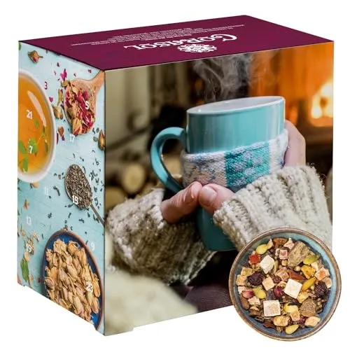 Premium Tee-Adventskalender mit 24 Gourmet-Teesorten - Adventskalender mit 24 losen Teekreationen, ideal als originelles Geschenk für Teeliebhaber. Enthält aromatische Schwarz-, Grün-, Oolong-, Rooibos-, Früchtetees und Kräutertees.