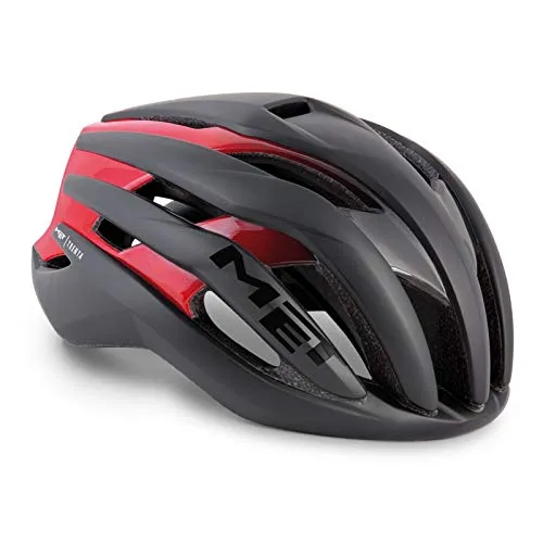 MET Fahrradhelm Trenta MIPS - Schwarz Rot, Größe S - Leichter Rennradhelm mit MIPS für optimalen Schutz und 7% weniger Luftwiderstand. Ideal für Profifahrer und optimal belüftet - perfekt für Höchstleistungen im Peloton.