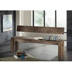 Bank Sheesham 160x35x76 grau geölt NATURE GREY #701 von Massivholzmöbel24