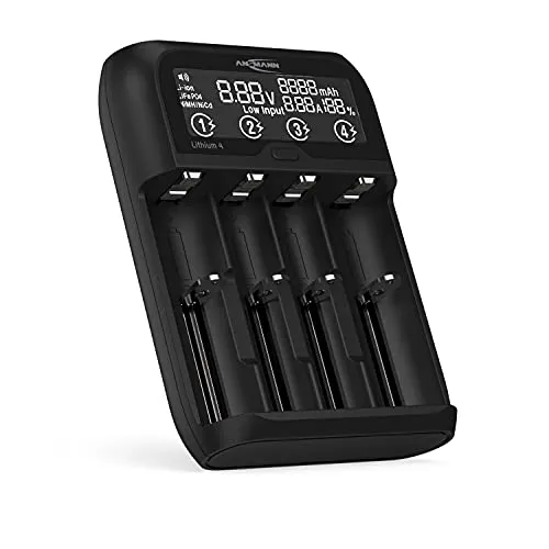 ANSMANN Akku Ladegerät für NiMH und Li-Ion Akkus - Ladegerät für 1-2 NiMH oder 4 Li-Ion Akkus, ideal für flexible Nutzung und hohe Langlebigkeit dank hochwertiger Materialien.