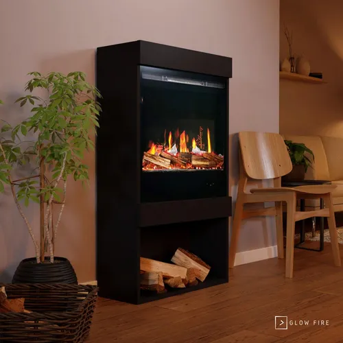 Glow Fire SCM-1 Elektrokamin Screen Motion Schwarz - Eleganter Elektrokamin mit LED-Heizfunktion und realistischem Glutbett. 3 Flammenfarben wählbar, Heizleistung regulierbar (750W-1500W). App- und Fernbedienung für einfache Steuerung. Ideal für gemütliche Abende.