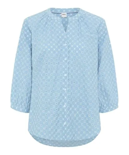 BRAX Damen Style Velia Cotton Embroidery Bluse - Elegante Denim Bluse mit 3/4-Ärmeln und feinen Stickereien, ideal für stilvolle Looks im Alltag.
