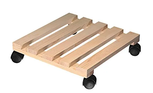 KESPER 69100 Pflanzenroller eckig aus FSC-zertifiziertem Kiefernholz/Pflanzenstand/Rollunterlage