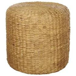 Pouf Wasserhyazinthe natürlich ⌀ 40 cm – Handgefertigter Hocker im Boho-Stil - Hocker für Wohnzimmer, aus hochwertiger Wasserhyazinthe, ideal als Beistelltisch oder Fußhocker, direkt einsatzbereit ohne Aufbau.