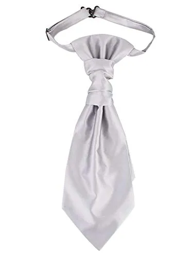 WANYING Vorgebunden Plastron Krawatte Verstellbar mit Hakenverschluß Hochzeitskrawatte auf Hochzeiten - Einfarbig Hellgrau