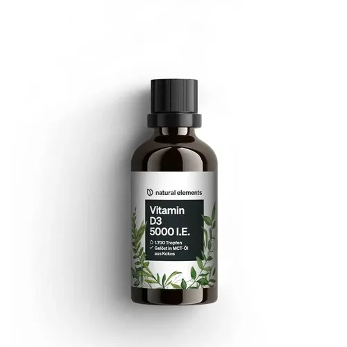 Vitamin D3 5000 I.E. Tropfen - 50 ml_für 12 Monate von natural elements